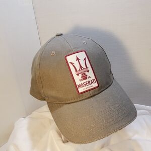 Maserati Gray Trident Cap Brushed Twill  Cotton Buckle and Grommet Tuck In